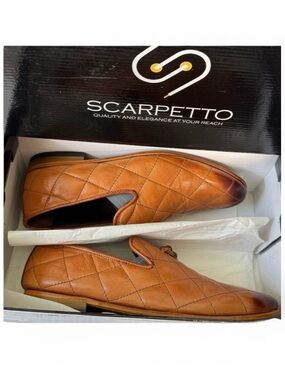 Scarpetto Premium Quilted Leather Tassel Loafers in Brown Size 8